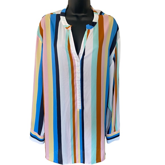 Zac & Rachel Tops - Zac and Rachael Long Striped Tunic Top With Top Cheat Buttons XL